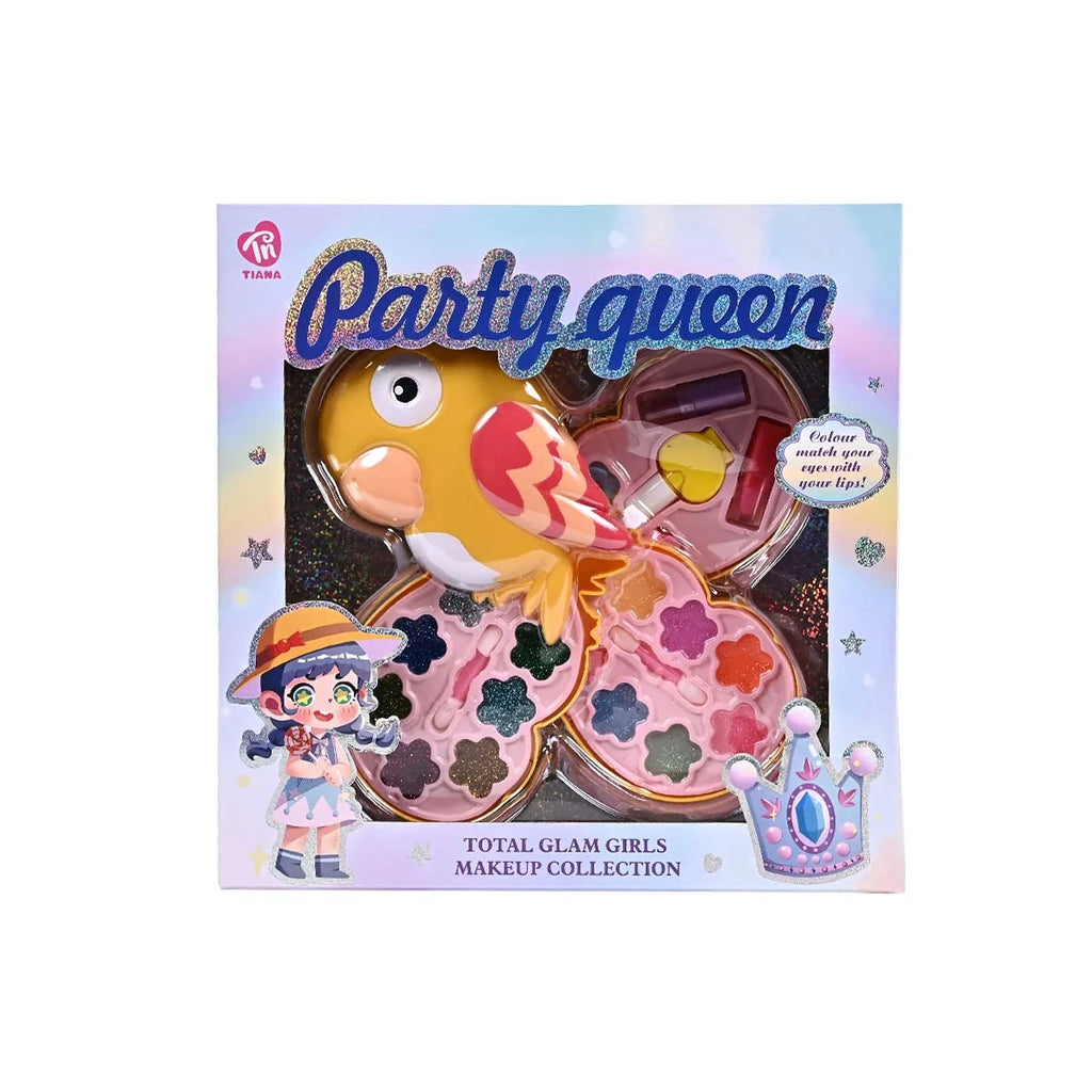 Party Queen Parrot Makeup Pretend Play Set – Girly Bestie Cosmetic Collection (Model K431)
