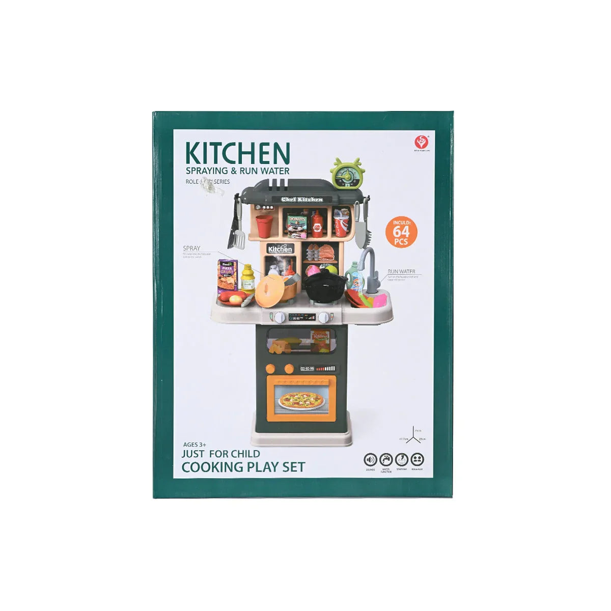 Big Kitchen Set - 64 Piece Chef Play Set with Lights & Sound | Khelaghor Toys
