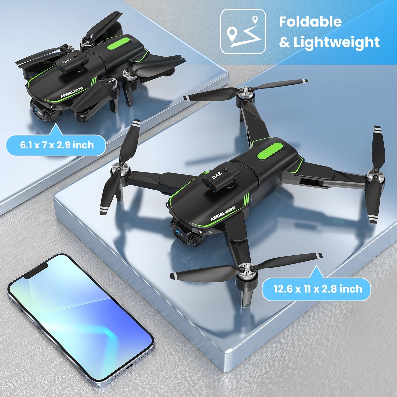 F166 Foldable Drone with 4K Dual Camera - Brushless Motor, 90° Adjustable Lens, 150m Range