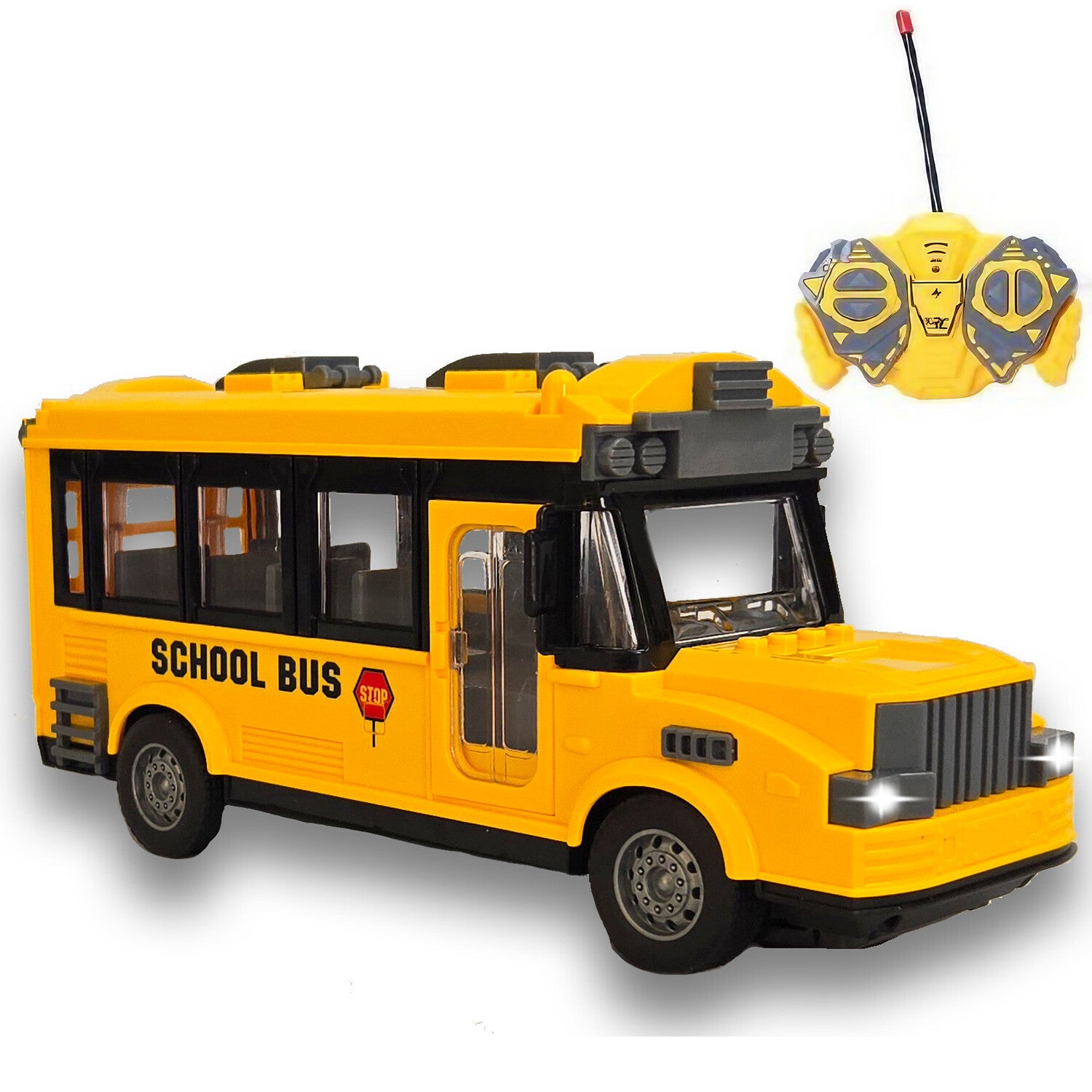 4-Channel RC Rechargeable School Bus Toy – Full-Function with Lights & Rubber Tires (Model B374)