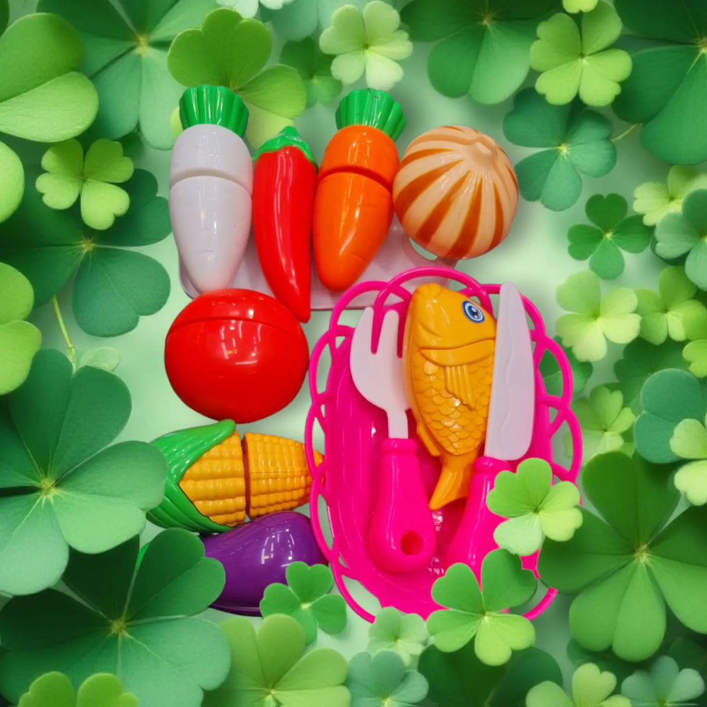 Fruit & Vegetable Cutting Toy Set for Kids | Kitchen Play Food