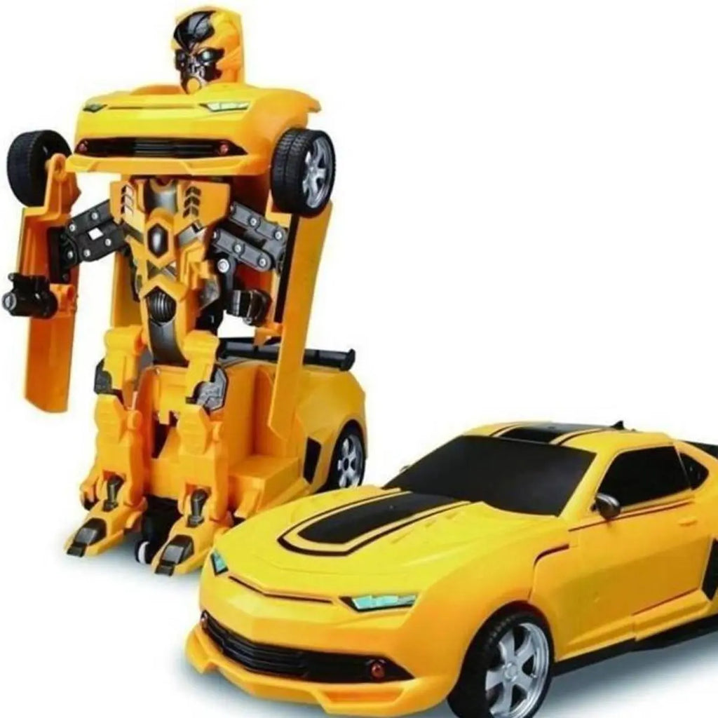 Bumblebee-Style Transforming Robot Car – Bump & Go Toy with LED Lights & Sound Effects