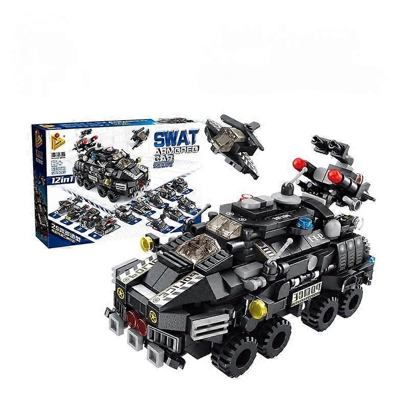 Panlos Brick SWAT Armored Car Building Block Set - 572 Pieces, 12 Models, 25 Play Styles ( 1 in 25 styles )