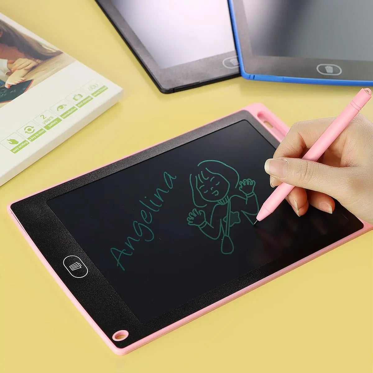 Khelaghor Toys 11F Multicolor LCD Writing & Drawing Pad | 9.5-Inch with Stylus | One-Press Erase