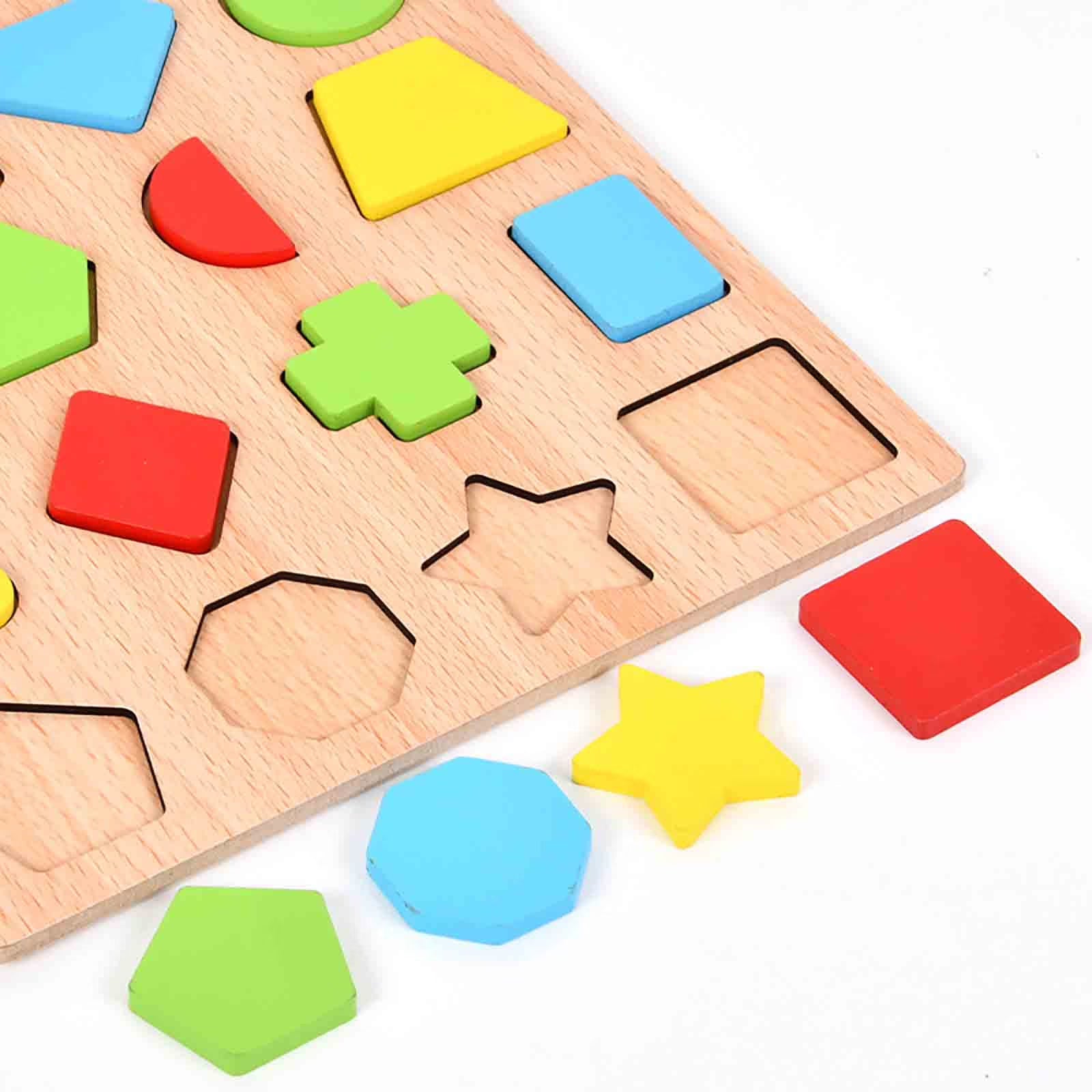 Nini Toys Wooden Shape Puzzle – Colorful Geometric Blocks for Early Learning (Ages 3+)