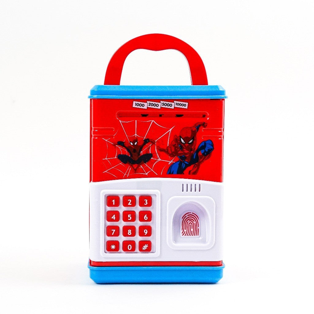 Spider-Man Electronic ATM Piggy Bank – Fingerprint & Passcode Security with Auto Bill Feeder