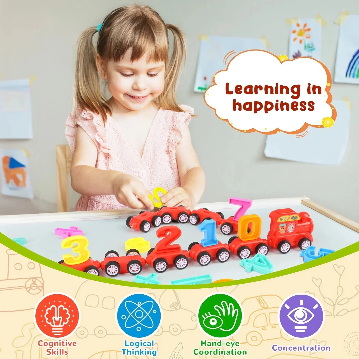 Magnetic Number Train Set (K357) – 21-Piece Color & Counting Toy for Toddlers