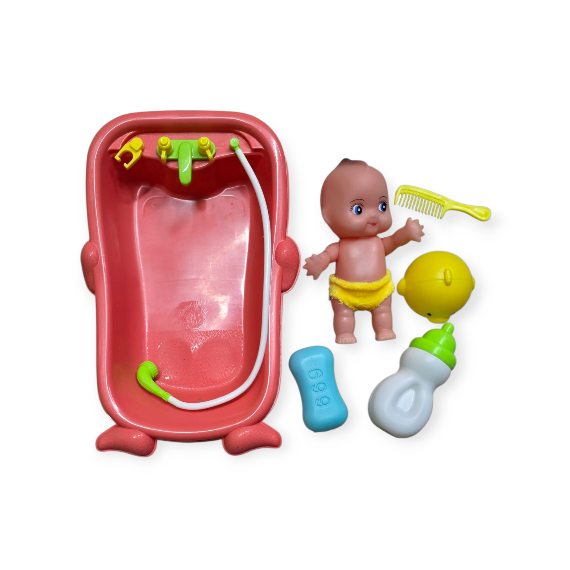Baby Bath Doll Pretend Play Set – Bathtub, Baby Doll, Duck & Accessories (Model K422)