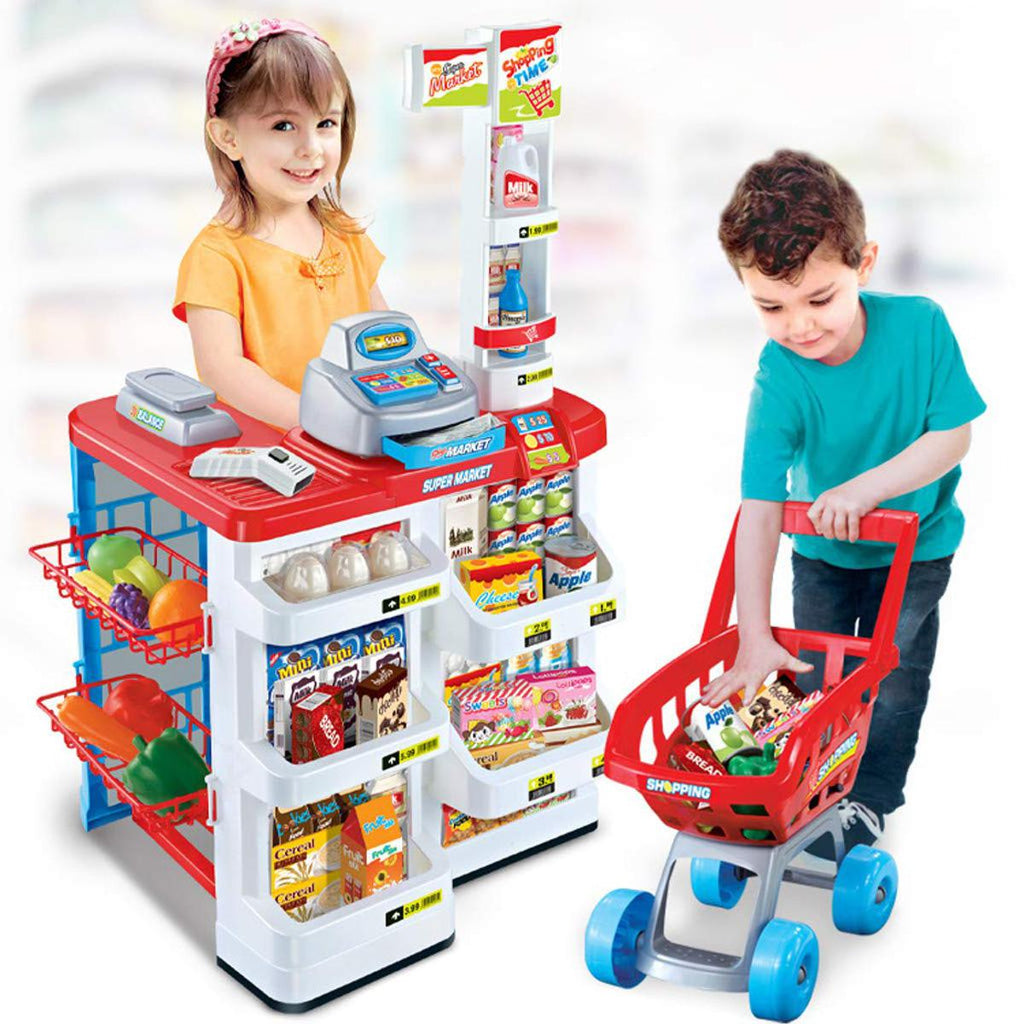 668-05 Home Supermarket Children's Playset – Cash Register, Scanner & 40+ Accessories