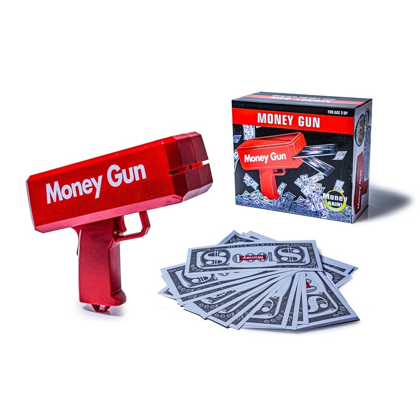 Money Gun Toy Cash Dispenser – Electronic Bill Shooter with 100 Prop Notes