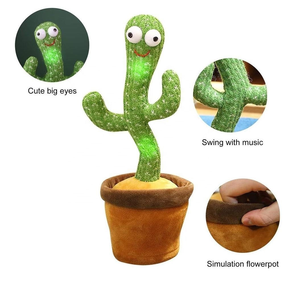 Dancing Cactus Plush Toy – Sings, Dances, Repeats Words & LED Lights (USB Rechargeable)