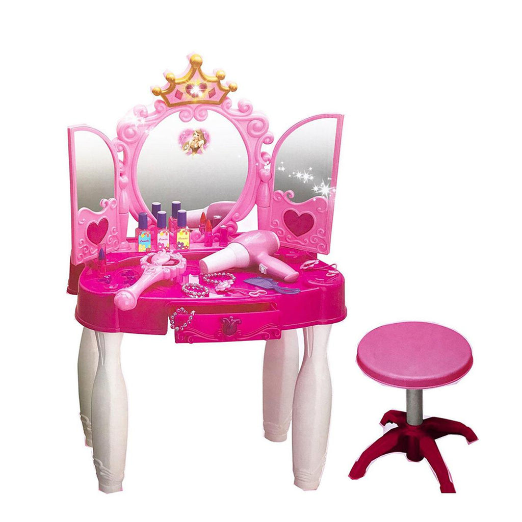 Kids Pretend Play Vanity Table Set with Lights & Sounds | Toy Dressing Table