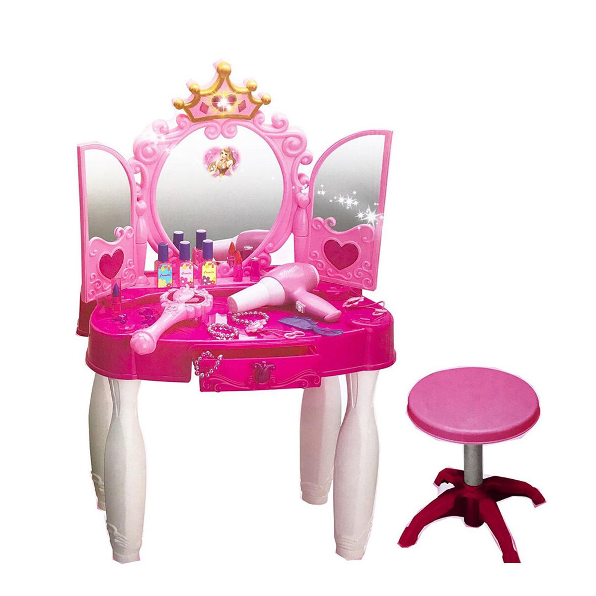 Kids Pretend Play Vanity Table Set with Lights & Sounds | Toy Dressing Table