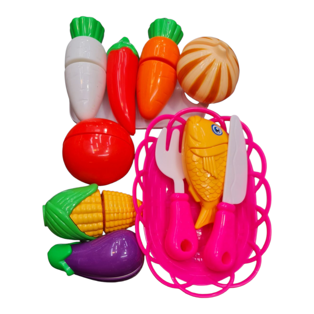 Fruit & Vegetable Cutting Toy Set for Kids | Kitchen Play Food