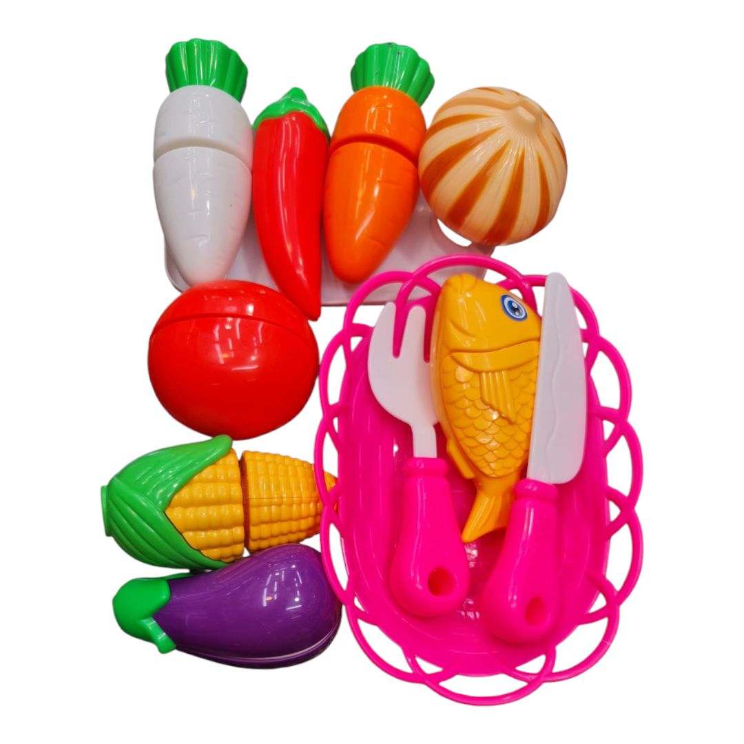Fruit & Vegetable Cutting Toy Set for Kids | Kitchen Play Food