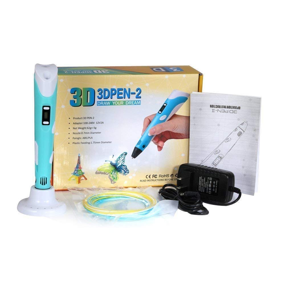 3D Pen-2 Professional 3D Printing Drawing Pen Kit - ABS/PLA Compatible with Temperature Control