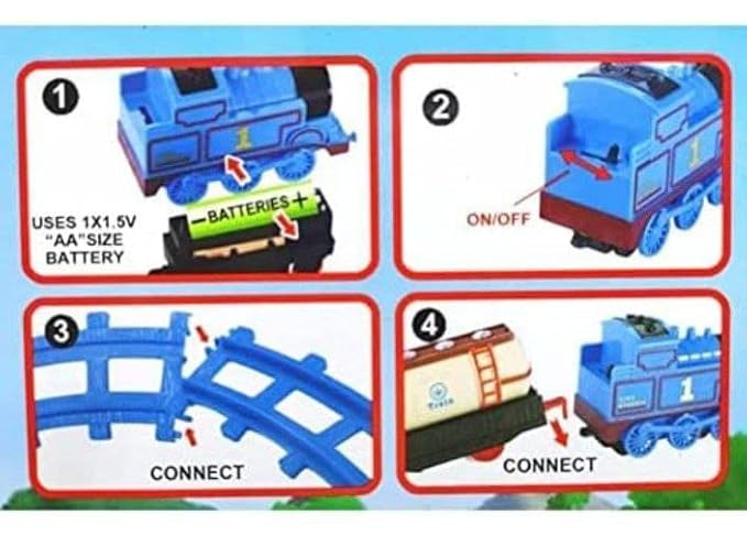 TONEY Thomas Cartoon Train Combination Track 11 Pcs,Toy Train Set for Kids for Playing Indoor Games (Multi Color) (11 Pcs)