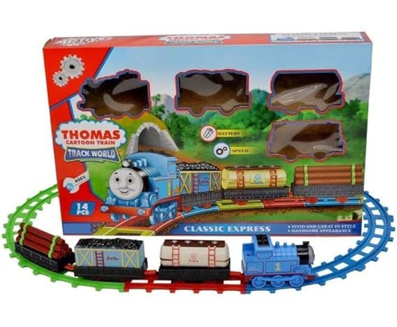 TONEY Thomas Cartoon Train Combination Track 11 Pcs,Toy Train Set for Kids for Playing Indoor Games (Multi Color) (11 Pcs)