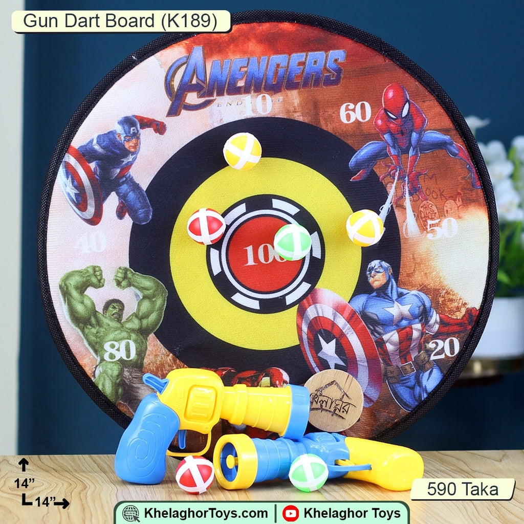 Marvel Avengers Magnetic Dart Board Set - Safe Kids Target Game with 2 Guns