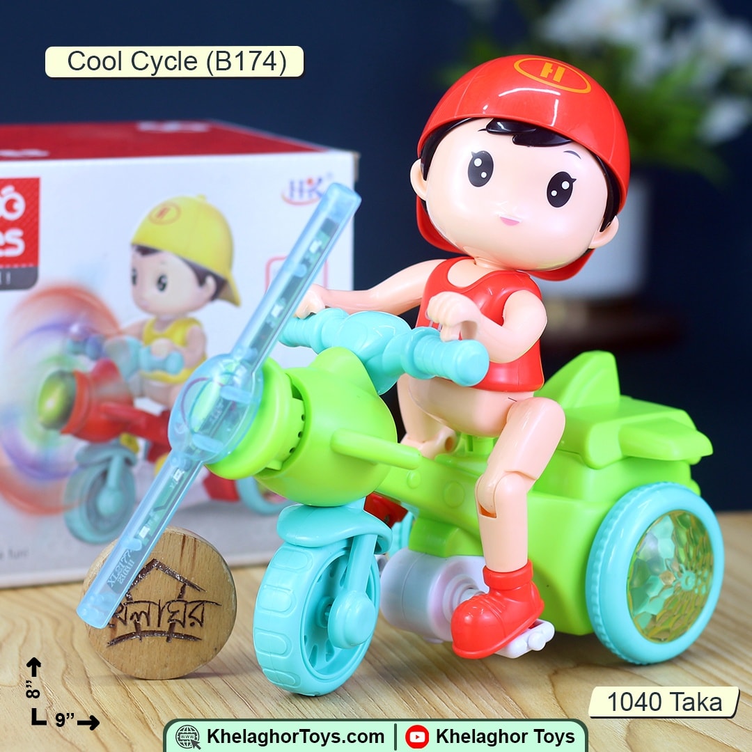 Electric Tricycle Motorcycle Toy for Boys | Cartoon Kids Ride-On Green