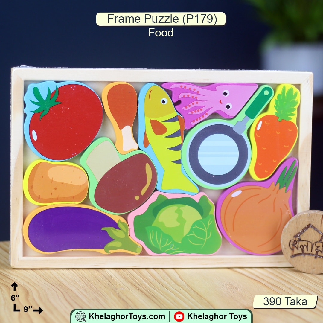 Wooden Food Frame Puzzle 6x9 for Toddlers | Educational Fine Motor Skills Toy