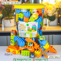 Khelaghor Toys Big Building Blocks – 82-Piece Multicolor Brick Set with Car & Windmill Builds