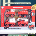 DIY Fire Department Assembly Toy Set - 4 Vehicles with Screwdriver T086