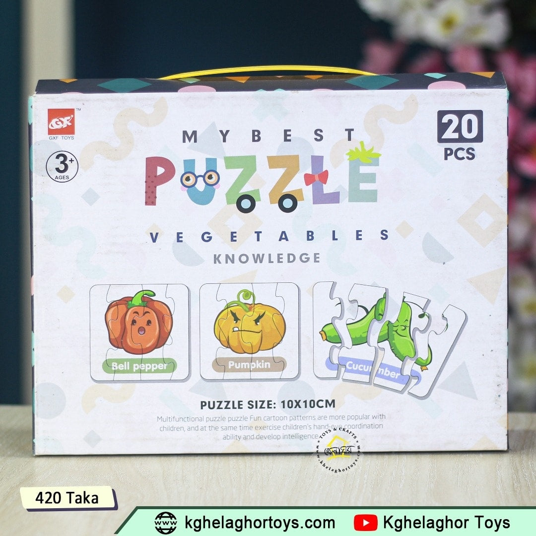 Mybest Vegetables Knowledge Puzzle 20 Pieces - Educational Toy for Kids 3+