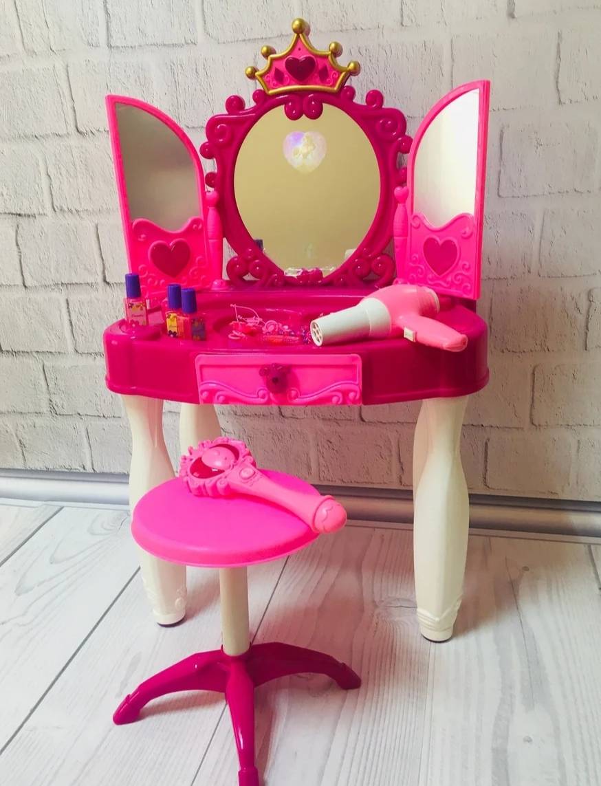 Kids Pretend Play Vanity Table Set with Lights & Sounds | Toy Dressing Table