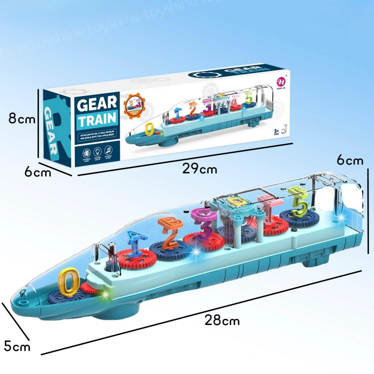 Concept Train Transparent Gear Toy – LED Lights, Moving Gears, Numbers & Sound (Model V434)