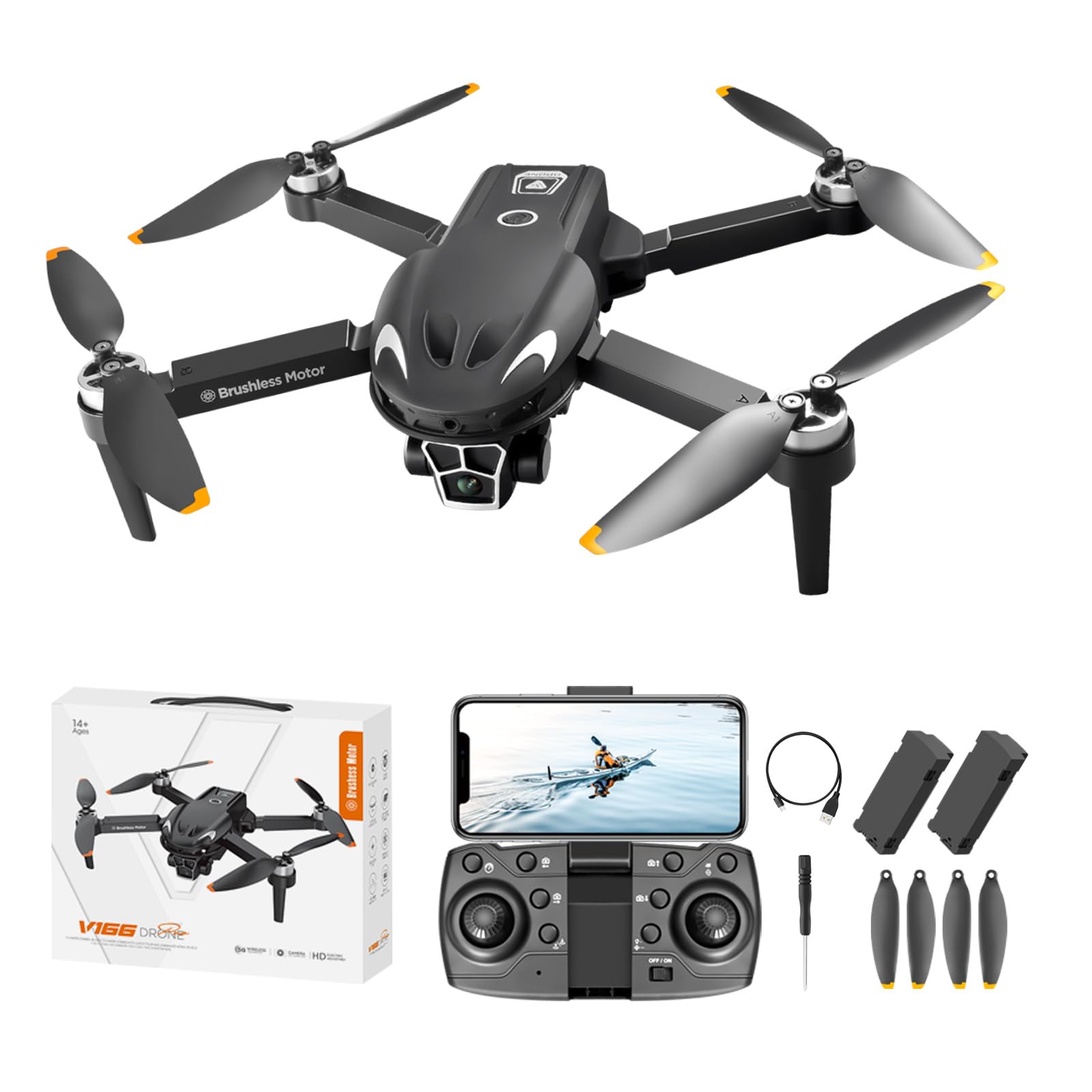 V166 Foldable Mini RC Drone with 8K HD Camera - 18 Min Flight Time, Obstacle Avoidance, Indoor/Outdoor Quadcopter