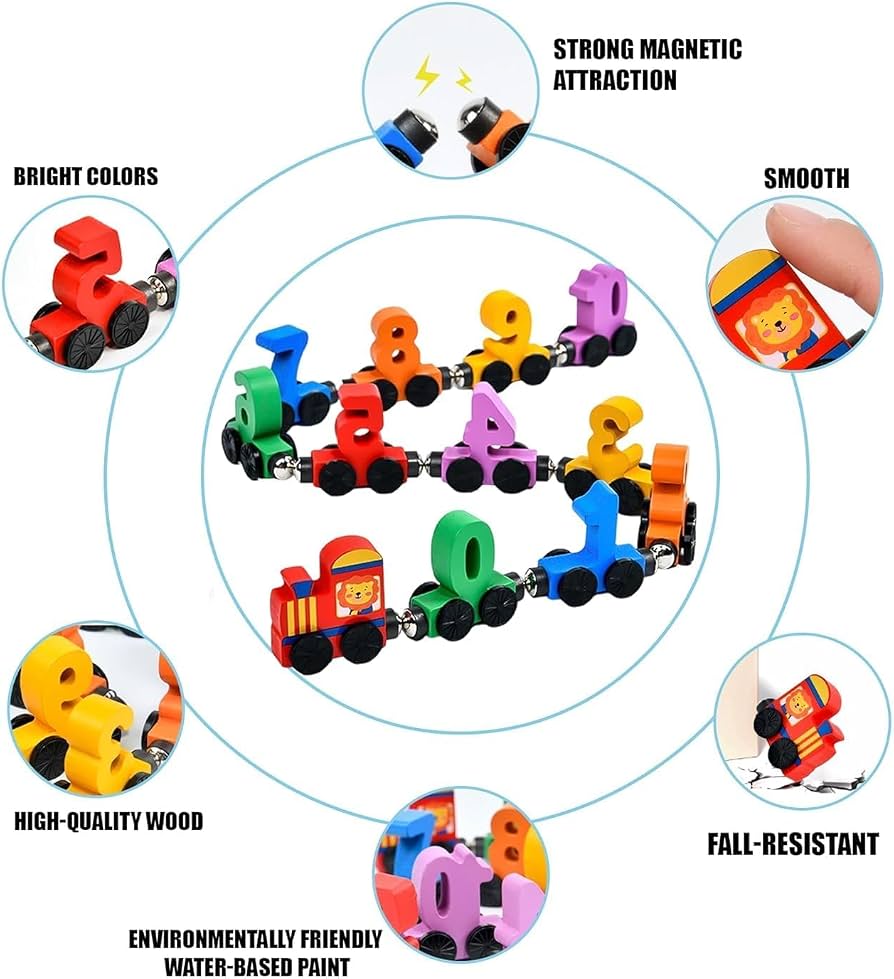 Magnetic Wooden Number Train Set – Educational Counting Toy for Kids