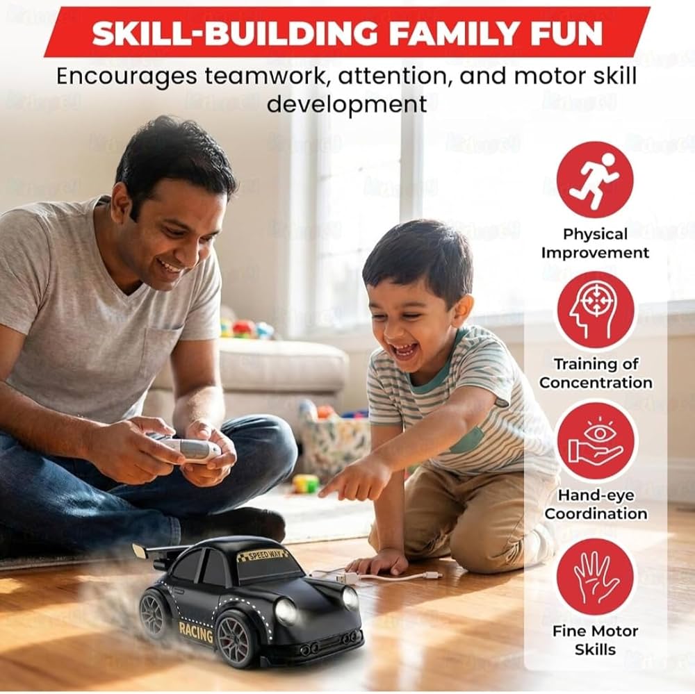 Dream Racing Mini Rechargeable Drift Car (B322) – 2.4GHz RC with Follow Me, Escape Mode & LED Lights