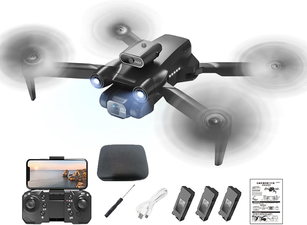 8K Dual Camera RC Drone with 360° Obstacle Avoidance - Foldable Quadcopter with 3 Batteries & Storage Bag