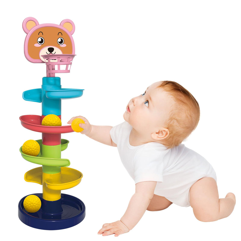 Basketball Slider Ball Drop Tower for Toddlers – 16-Inch Multi-Color