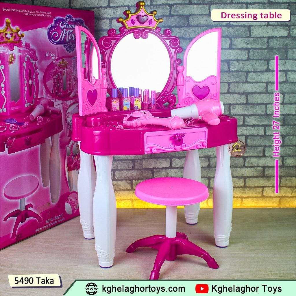 Kids Pretend Play Vanity Table Set with Lights & Sounds | Toy Dressing Table