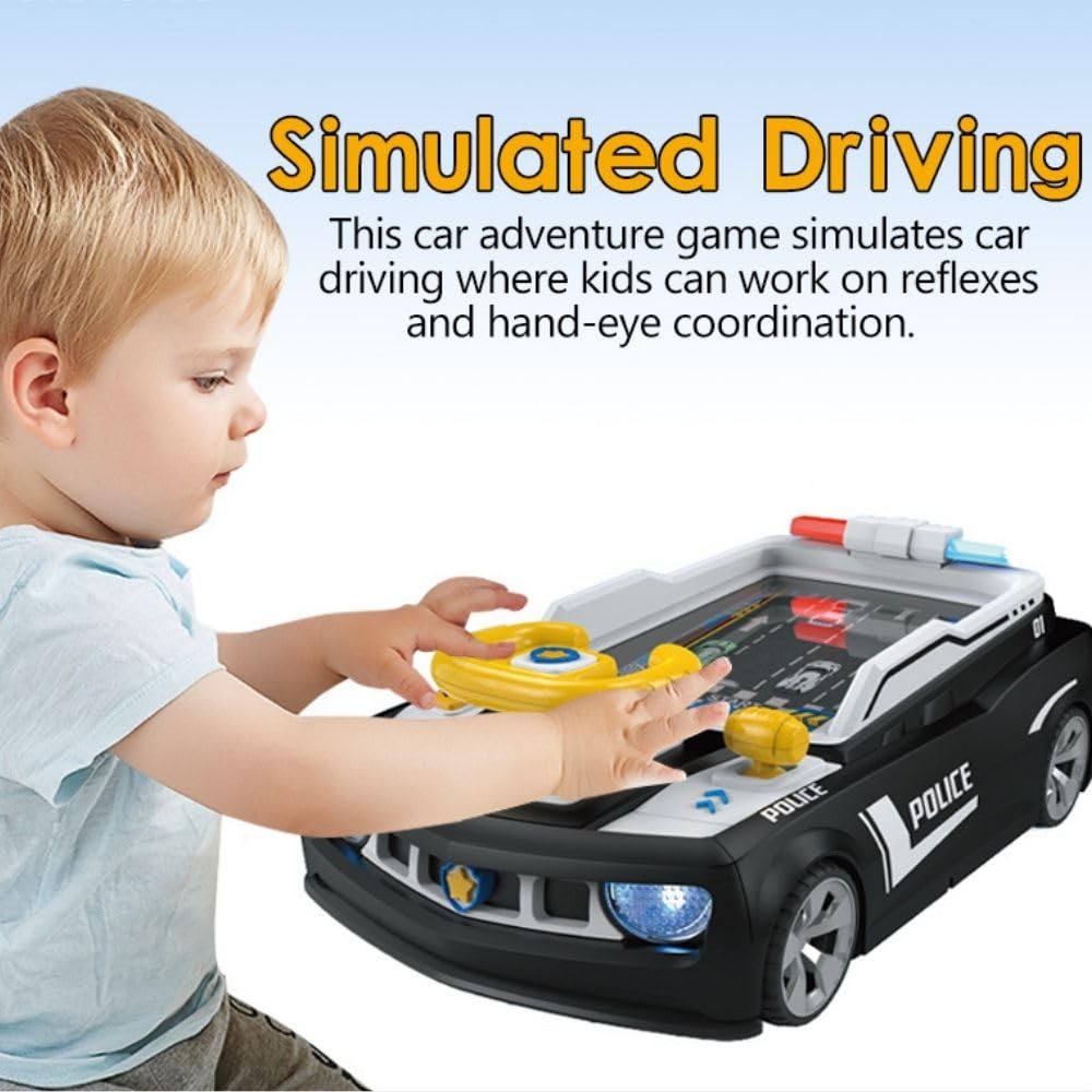 Electric Simulation Driving Police Car Toy – Interactive Steering Wheel Racing Game for Kids