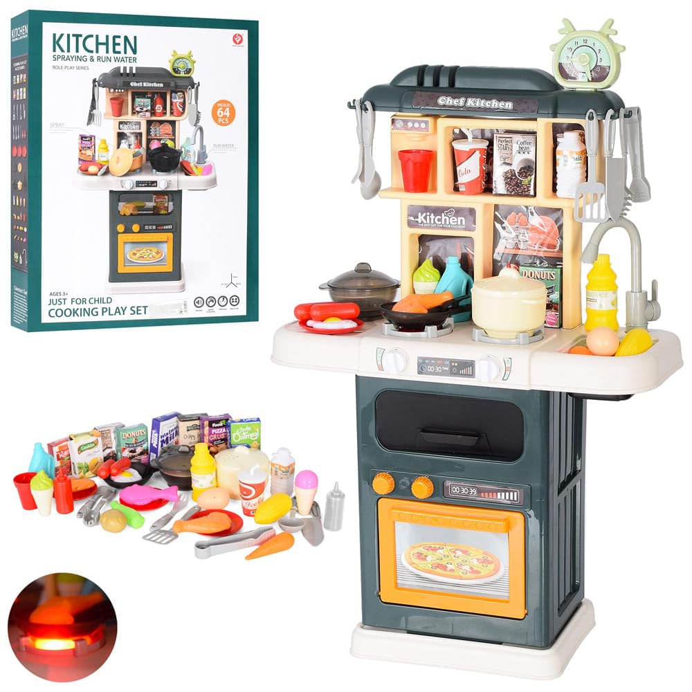 Big Kitchen Set - 64 Piece Chef Play Set with Lights & Sound | Khelaghor Toys