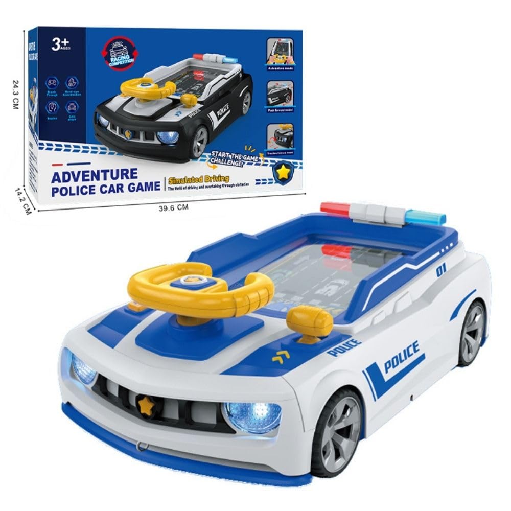 Electric Simulation Driving Police Car Toy – Interactive Steering Wheel Racing Game for Kids