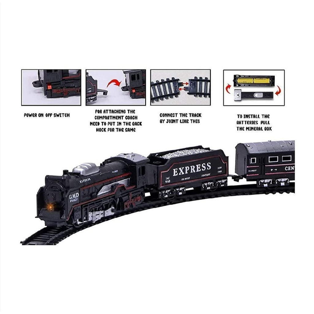 Rail King Intelligent Classical Train Set - Electric Toy Train with Track for Kids