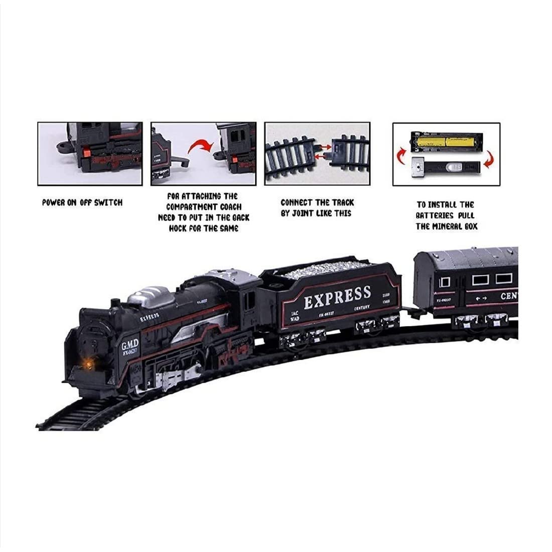 Rail King Intelligent Classical Train Set - Electric Toy Train with Track for Kids
