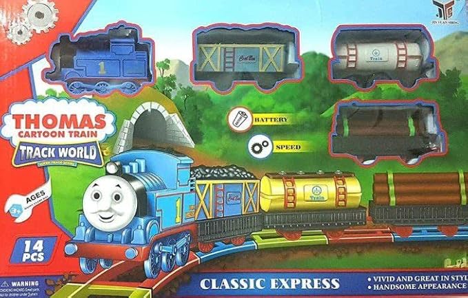 TONEY Thomas Cartoon Train Combination Track 11 Pcs,Toy Train Set for Kids for Playing Indoor Games (Multi Color) (11 Pcs)