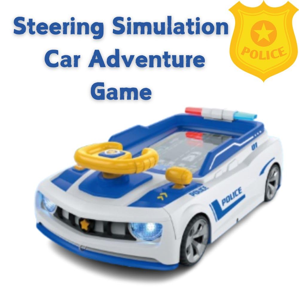 Electric Simulation Driving Police Car Toy – Interactive Steering Wheel Racing Game for Kids