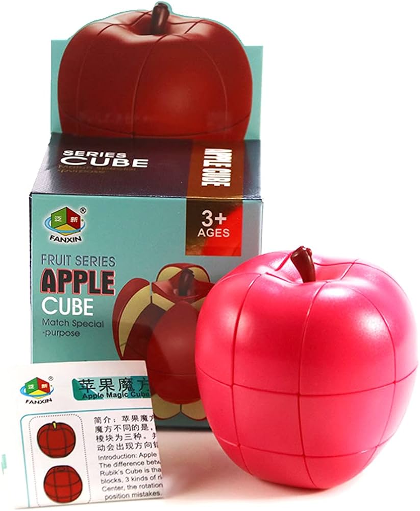 Fanxin Fruit Series Apple Cube | 3x3 Shape Mod Puzzle | Match Shapes, Not Colors