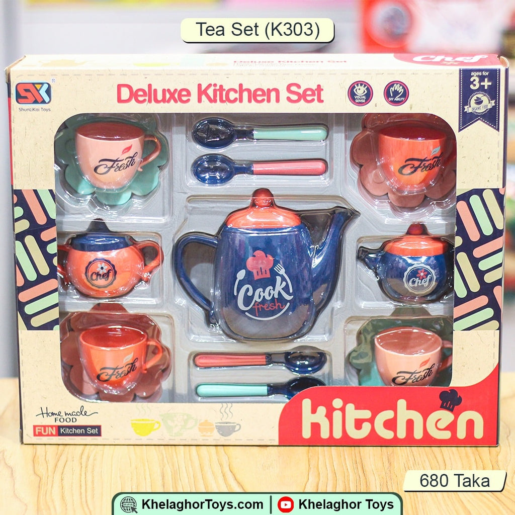 SK Deluxe Kitchen Set - Tea Set for Kids 3+ Years | Khelaghor Toys