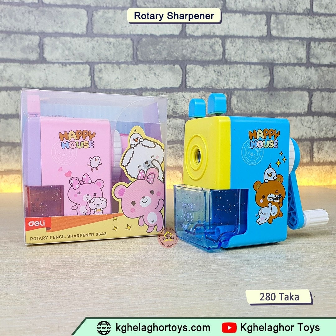 Deli E0642 Rotary Pencil Sharpener - Manual Hand Crank with Auto Feed & Anti-Slip Base