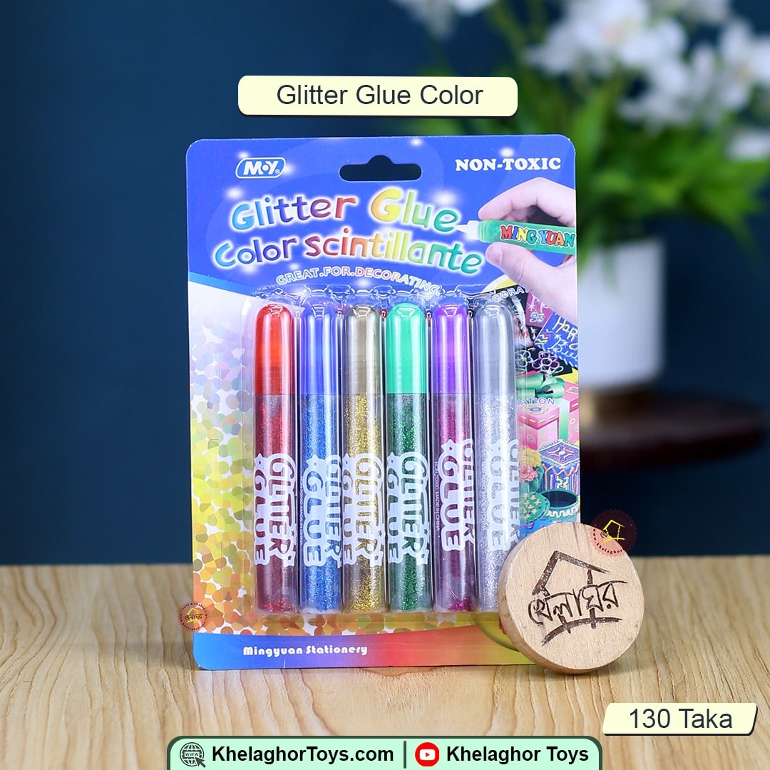 Mingyuan Glitter Glue Pens 6 Pack - Non-Toxic Assorted Colors