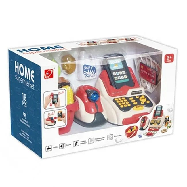 3-in-1 Toy Cash Register Playset – 33-Piece Supermarket Checkout Toy