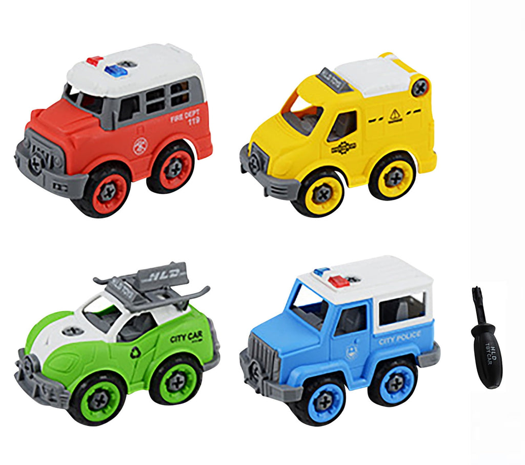DIY Traffic Engineering Car Puzzle - 4 Vehicles Assembly Set for Kids 3+