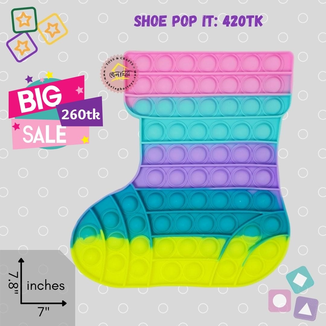 Boot-Shaped Pop-It Fidget Toy - Silicone Sensory Stress Relief Toy (7.8" x 7")